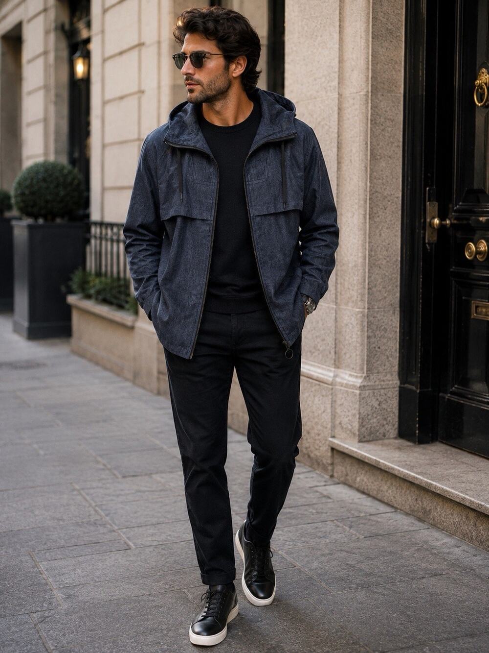 Scotch & Soda Amsterdam Blauw Denim Hooded Navy Dark Wash Zip Up Jacket Medium